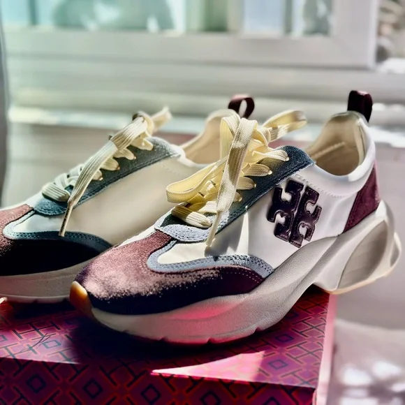 Tory Burch Good Luck Trainer white/plum size 5 - Picture 8 of 8